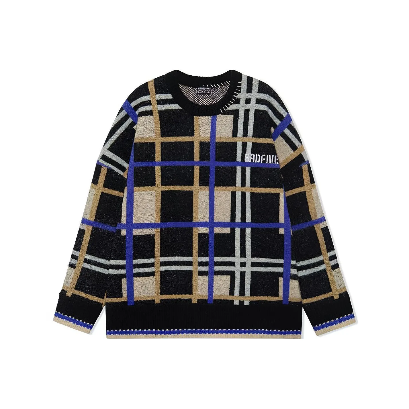 LINING Sweaters Men's Black Plaid Denim