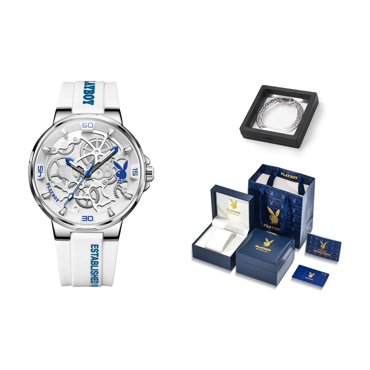 Playboy Кварцевый механизм силиконовый ремешок мужские часы черный циферблат