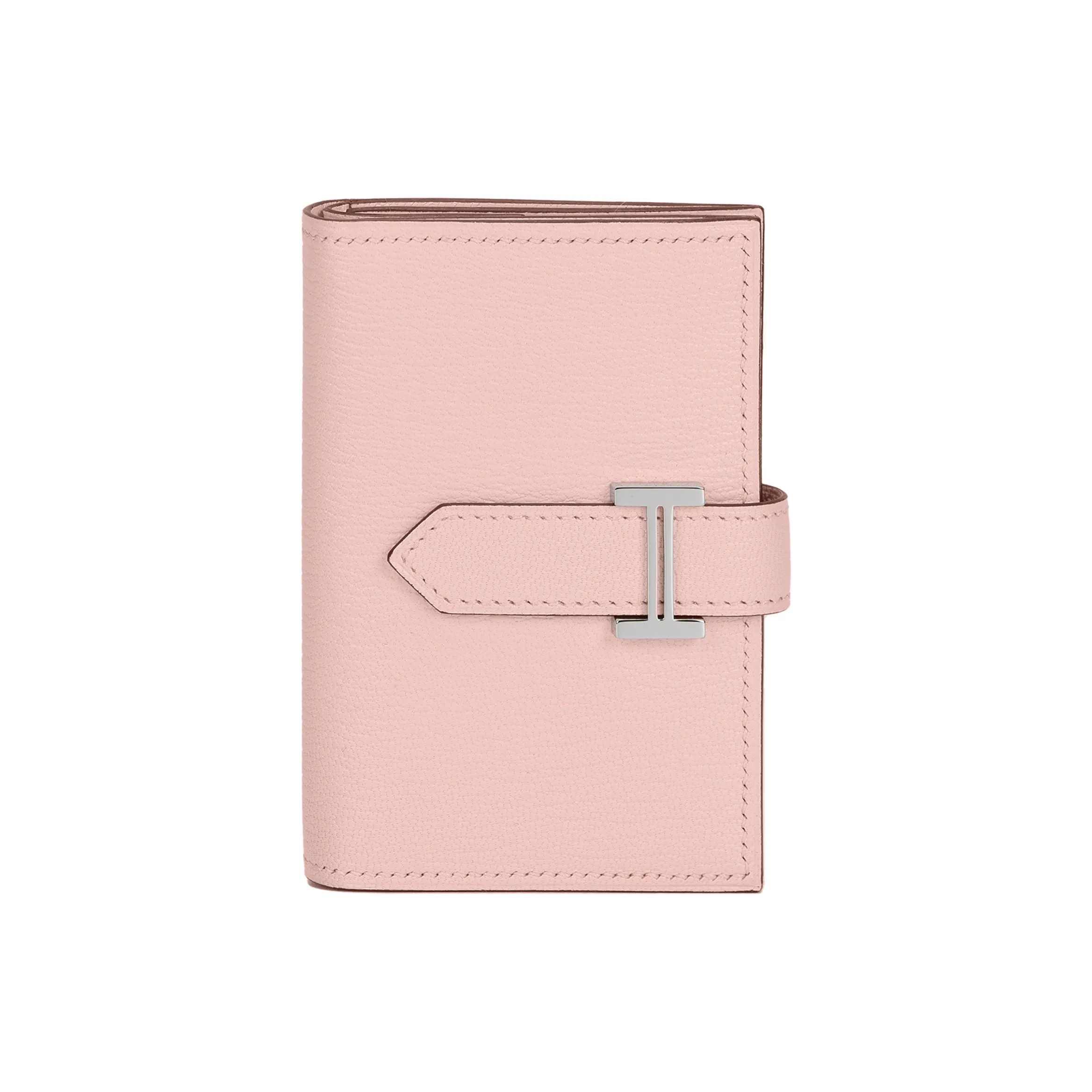 HERMES Bearn Mysore Goat Skin Wallet Mini Women's M7 Love Pink