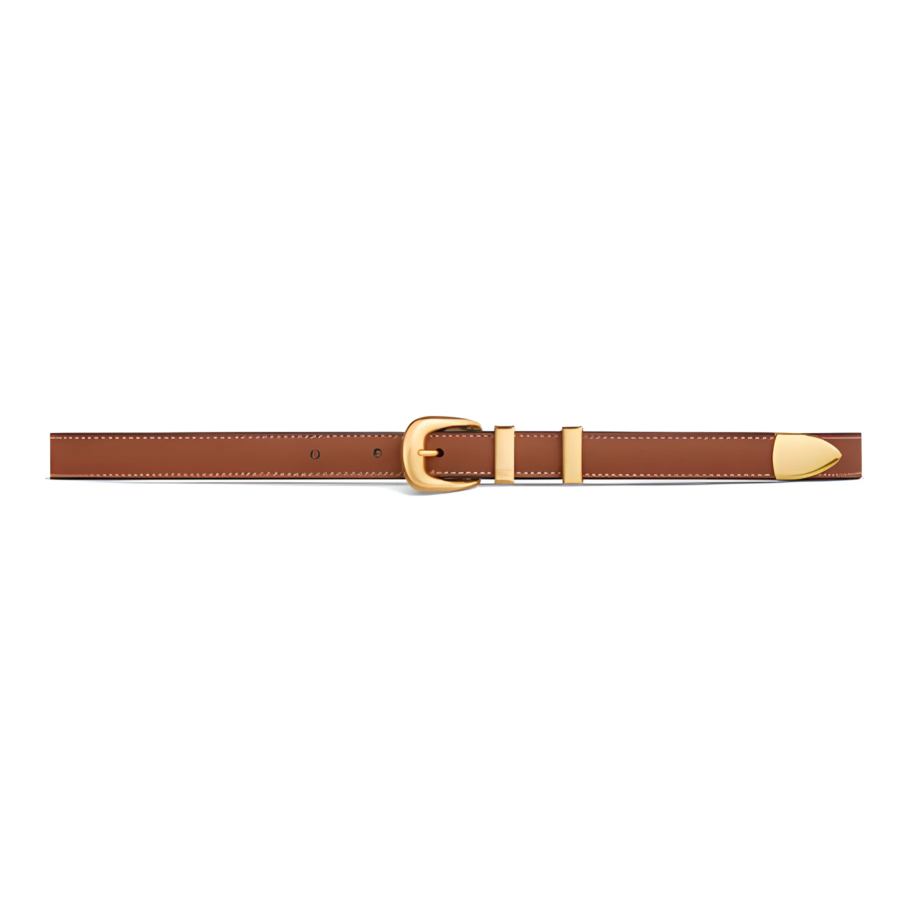 CELINE Western Style Buckle, Small Size, Pin Buckle Leather Belts Women's Brown Width 1.8cm