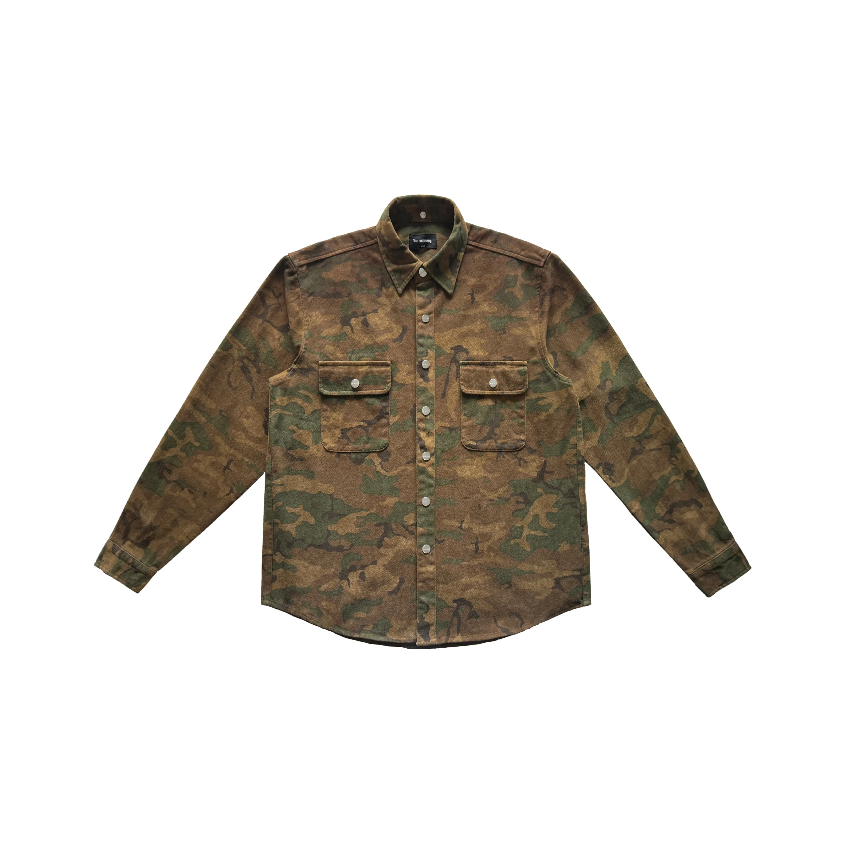 Haonanhuang Рубашка Унисекс Желто-зеленый Камуфляж