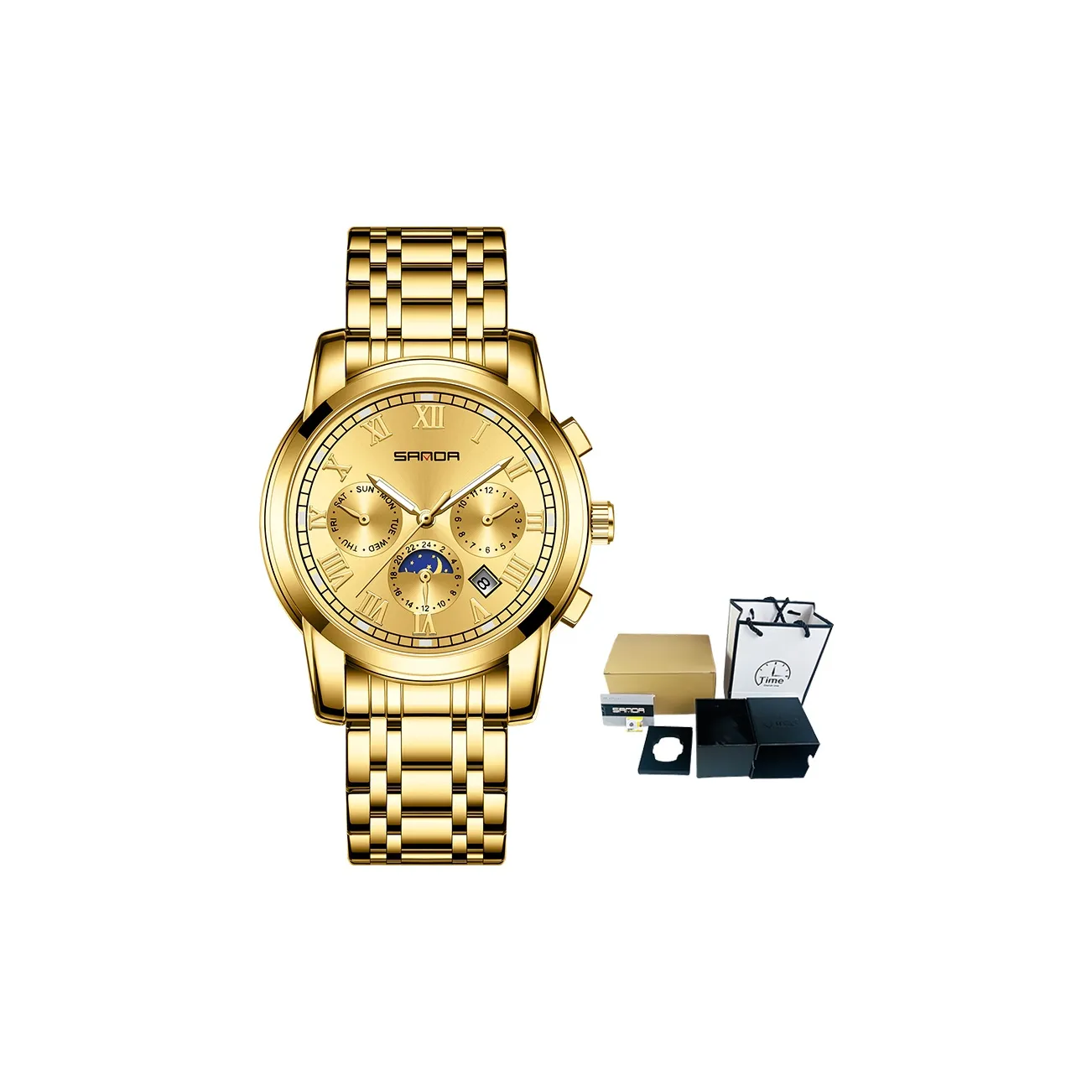 Sanda Automatic Mechanical Movement Stainless Steel Strap Watch Men's Watches Black Dial
