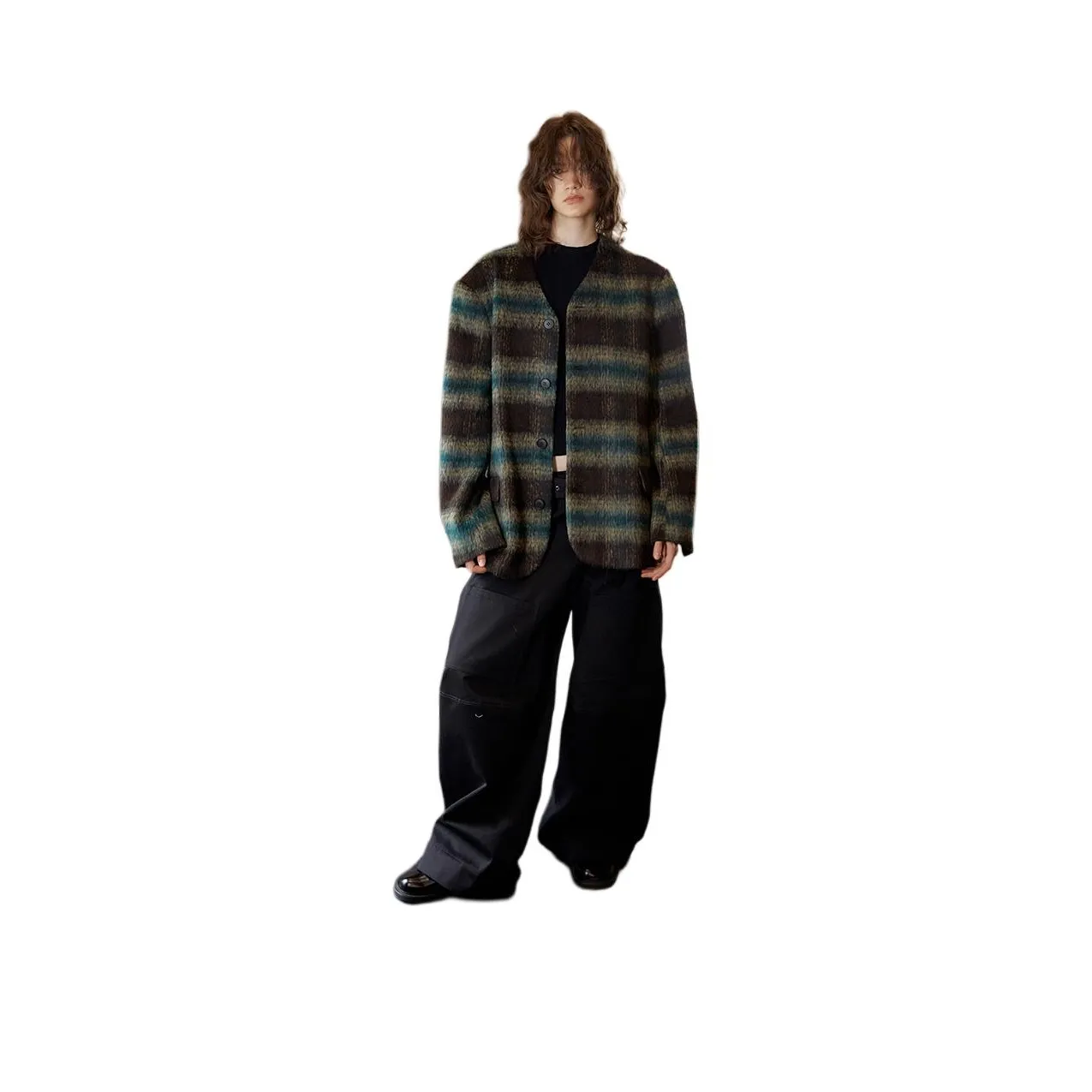 CasseSango Бизнес-костюм мужской зеленый клетка узор