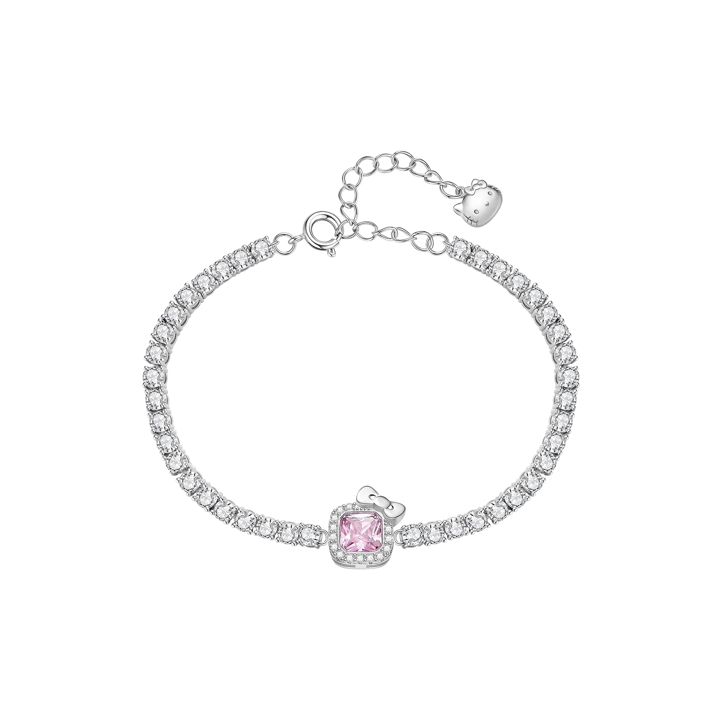 Hello Kitty Bowknot Сладкий Розовый Cube Браслет Роскошный и Доступный Элегантная Коробка с Продукцией по IP