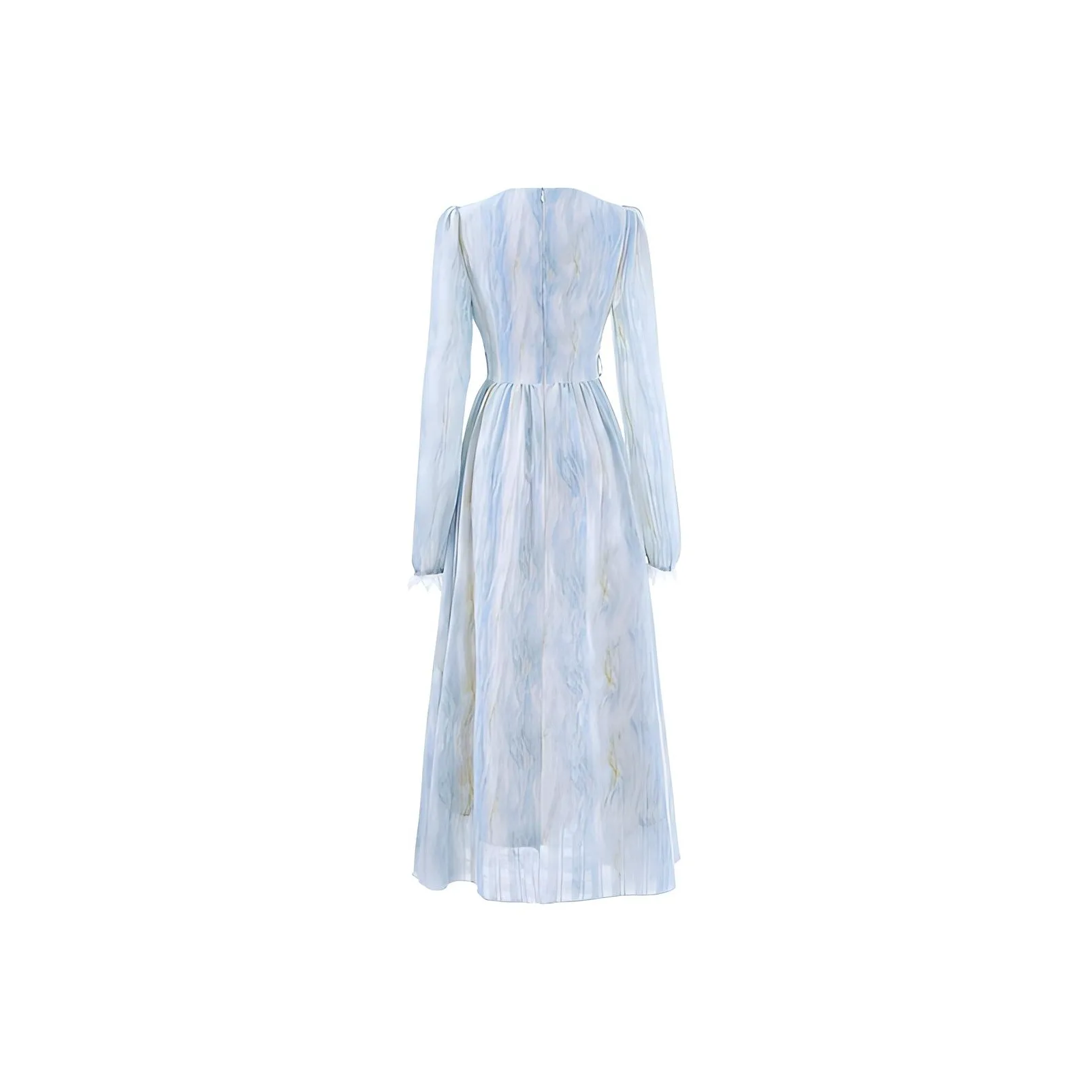Flowers In Water Long Sleeved Dress Women's Blue