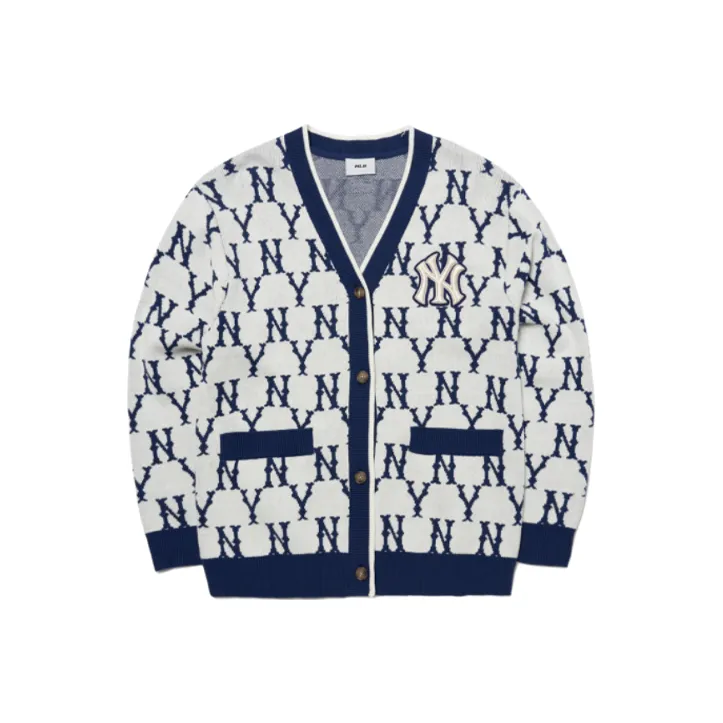 MLB Old Flower Sweaters Unisex Blue With White Lettering