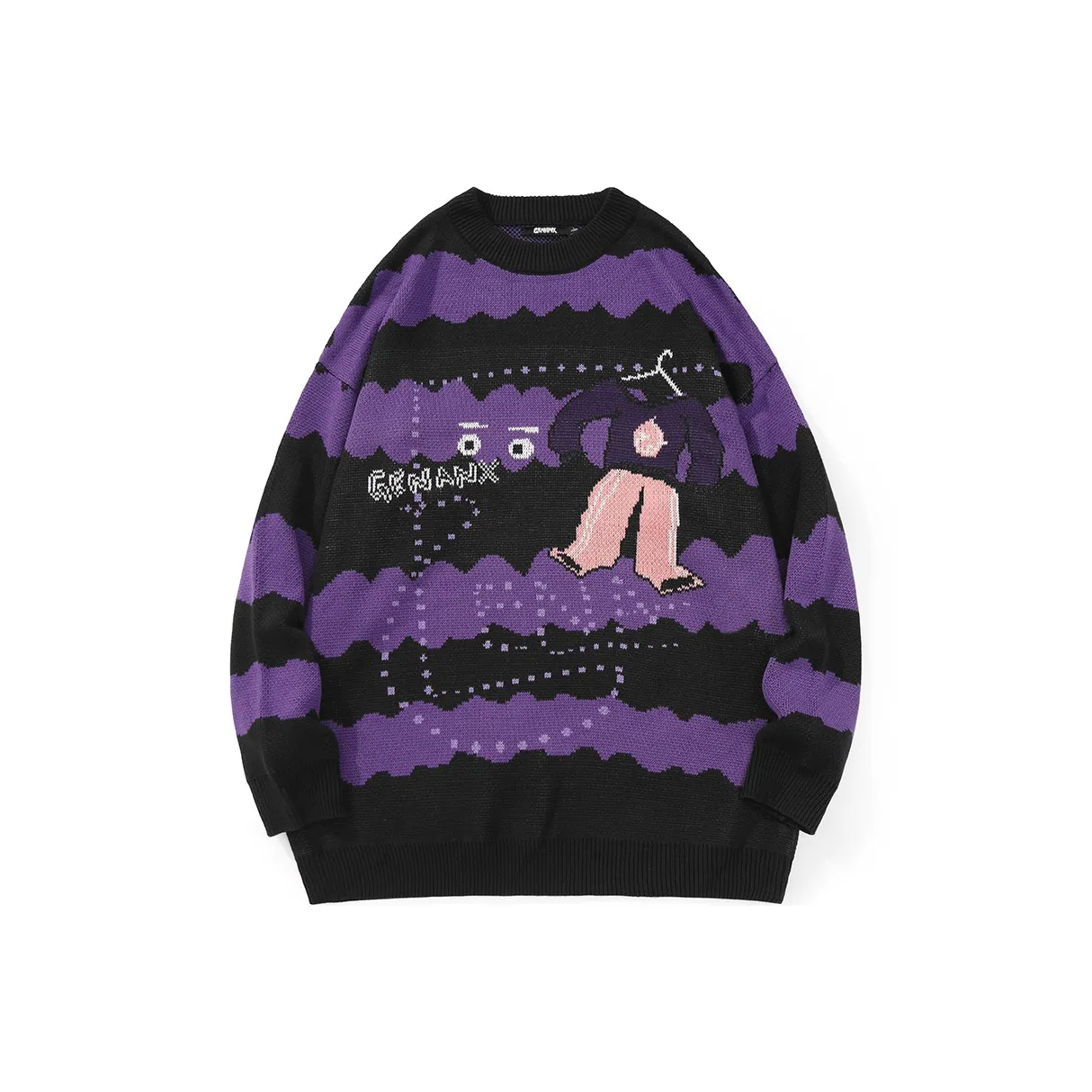 GENANX Sweaters Unisex Black Purple