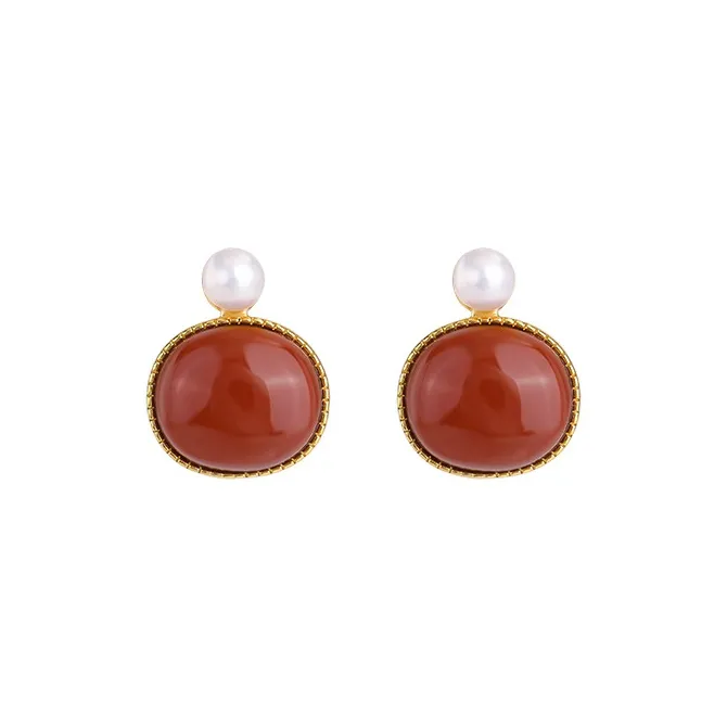 ZHENZHUAOMI Pearl Stud Earrings Women's