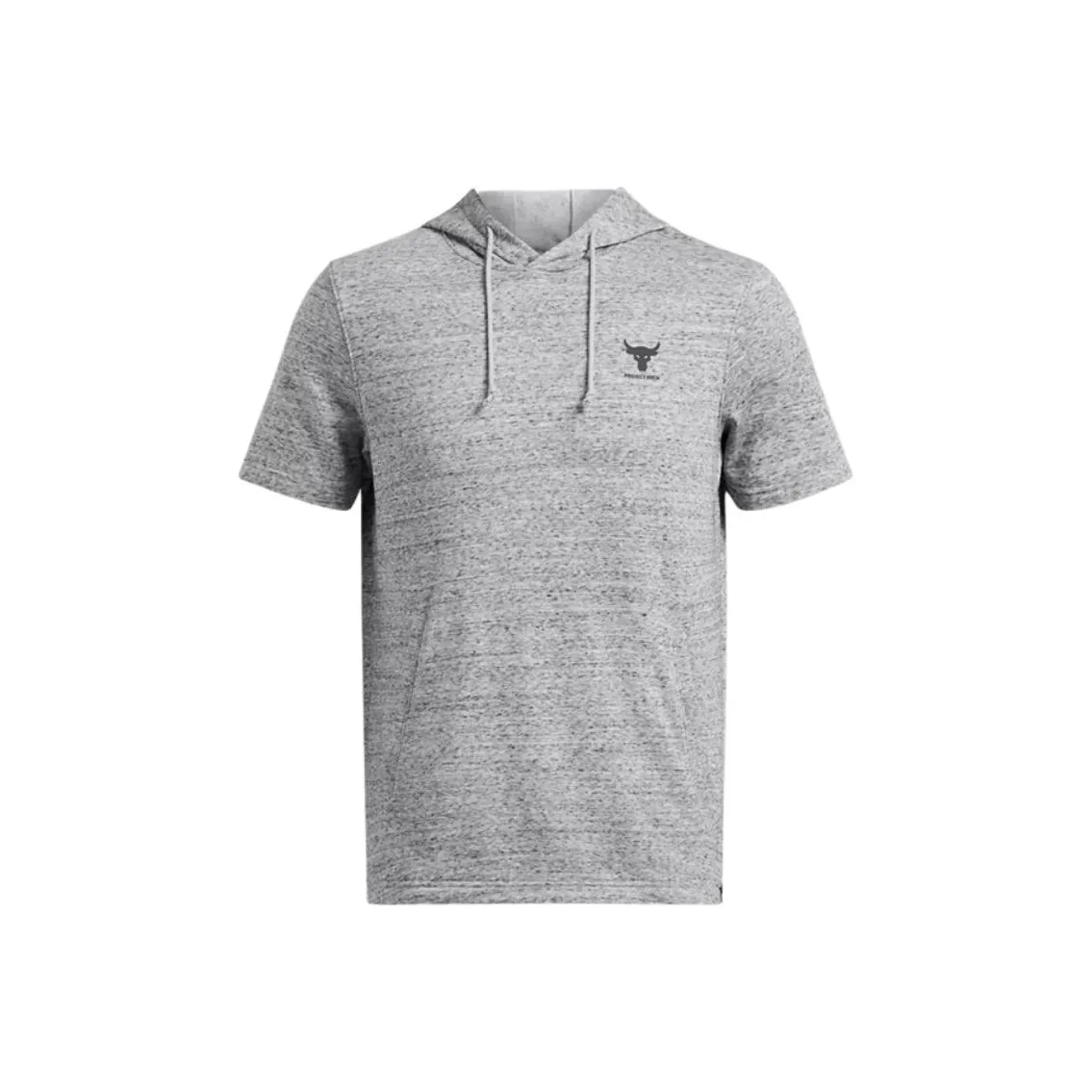 Under Armour Project Rock Terry Short Sleeve Hoodie Sweatshirt Men's Gray Medium Size Heather