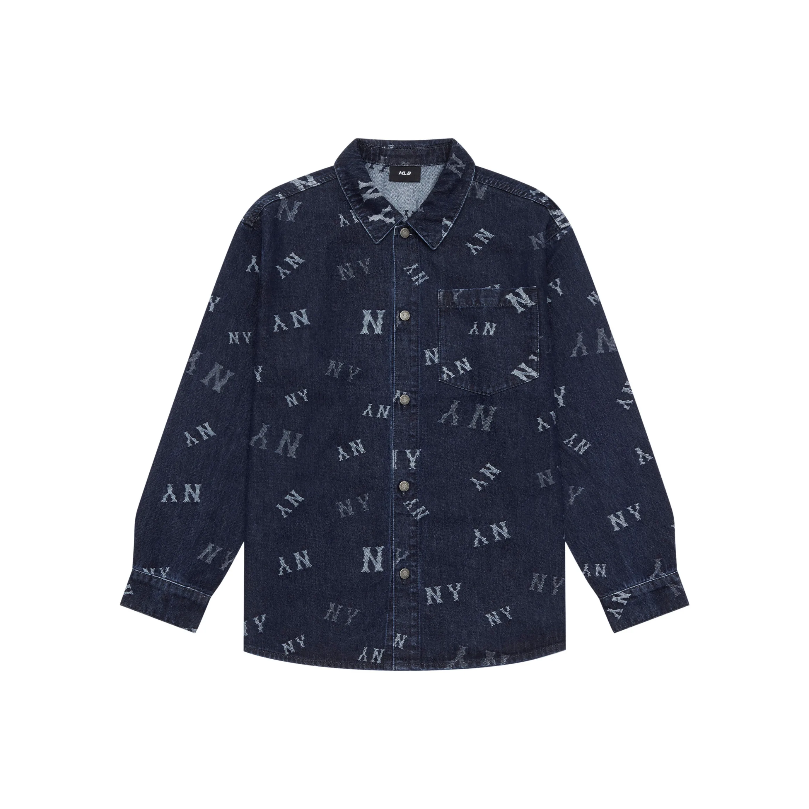 MLB MONOGRAM Collection New York Yankees 24FW Denim Shirt Unisex Dark Marine Blue