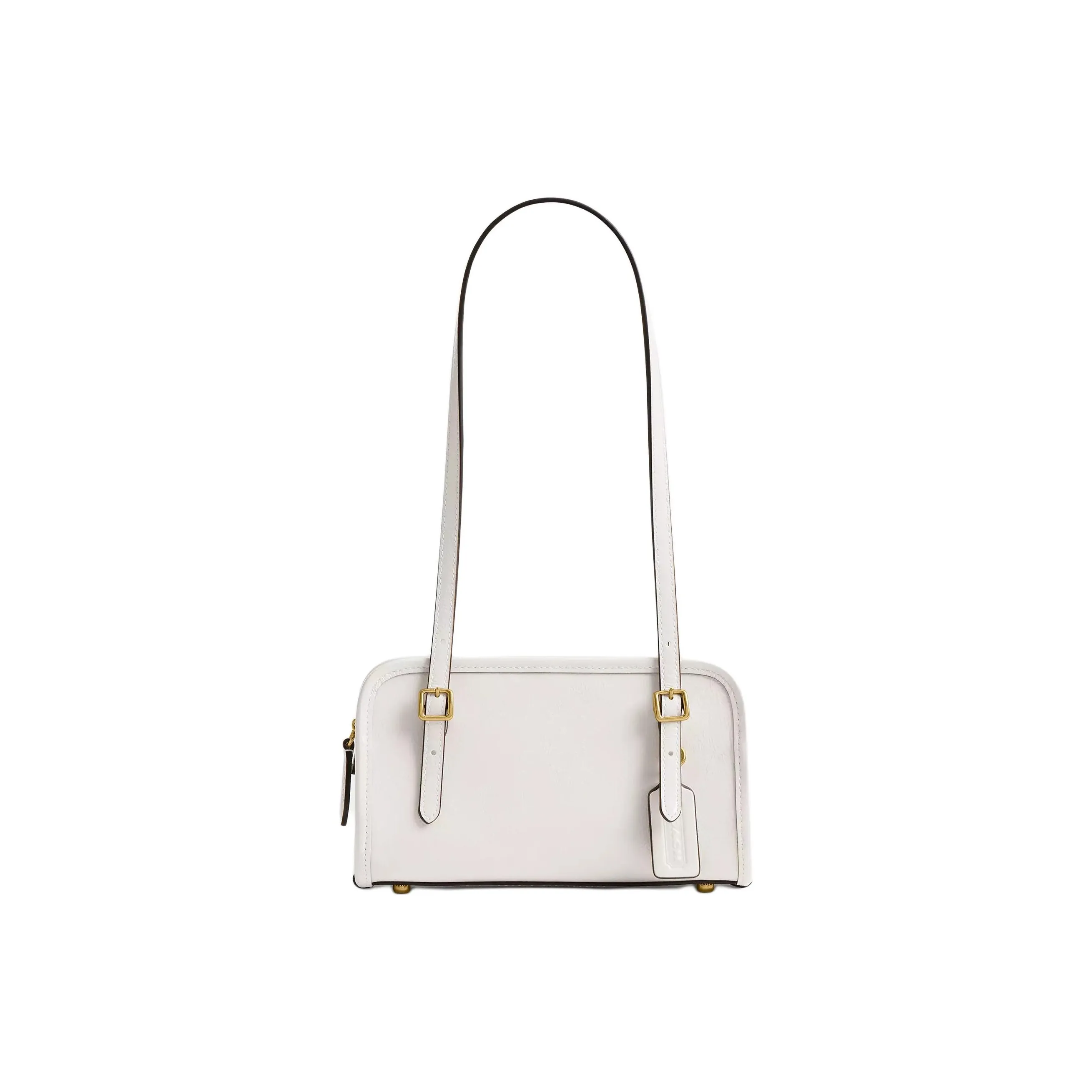 COACH Swing Crushed Кожа Сумка на плечо Маленькая Женская Латунь Мел Белый