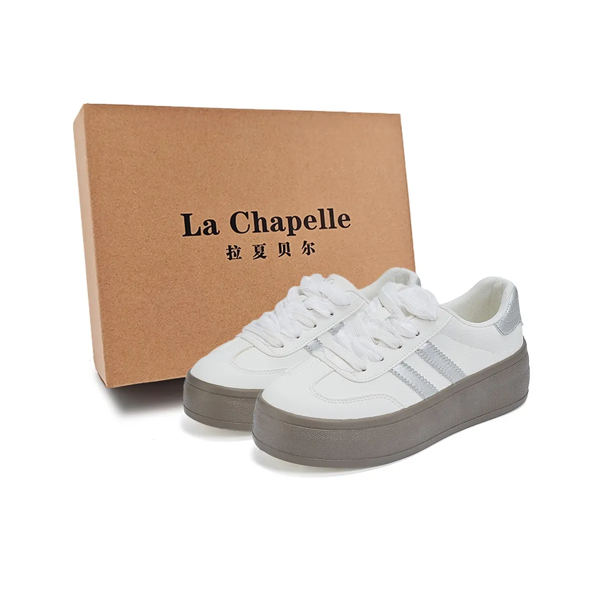 La Chapelle Немецкие армейские кроссовки Low Топ Бежевый серебристый Женские