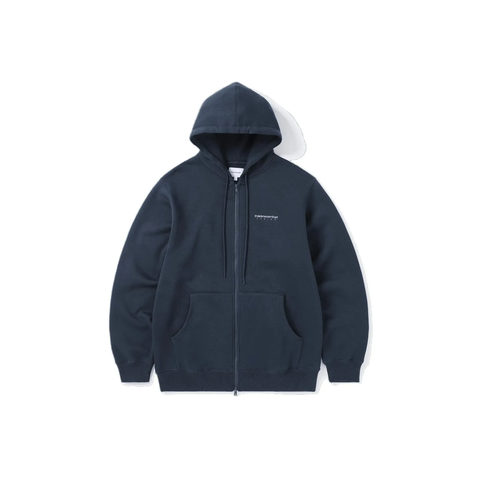Thisisneverthat FW24 DSN Logo Zip Up Hoodie Sweatshirt Unisex Navy