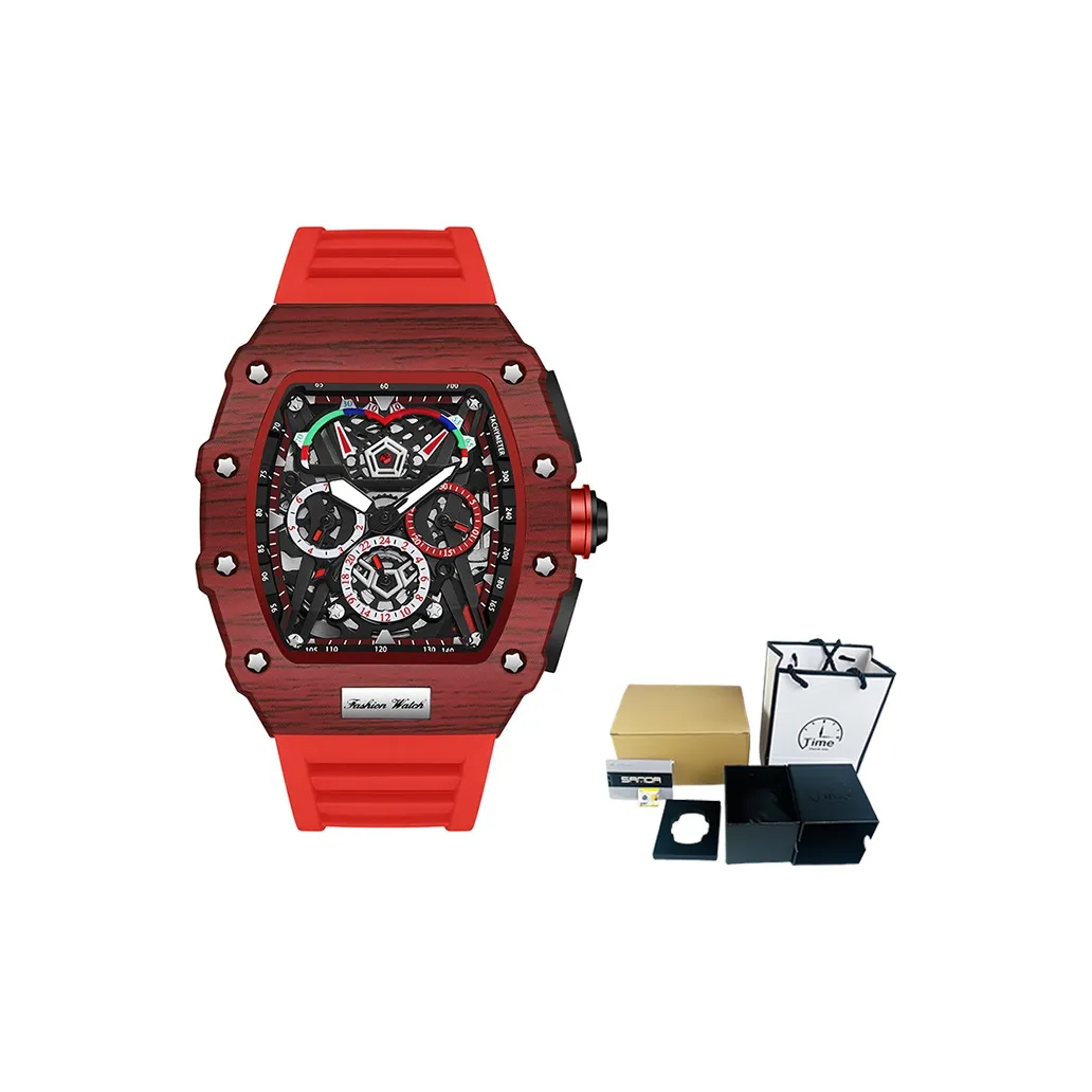 Sanda Automatic Mechanical Movement TPU Strap Watch Men's Watches Cut Out Dial