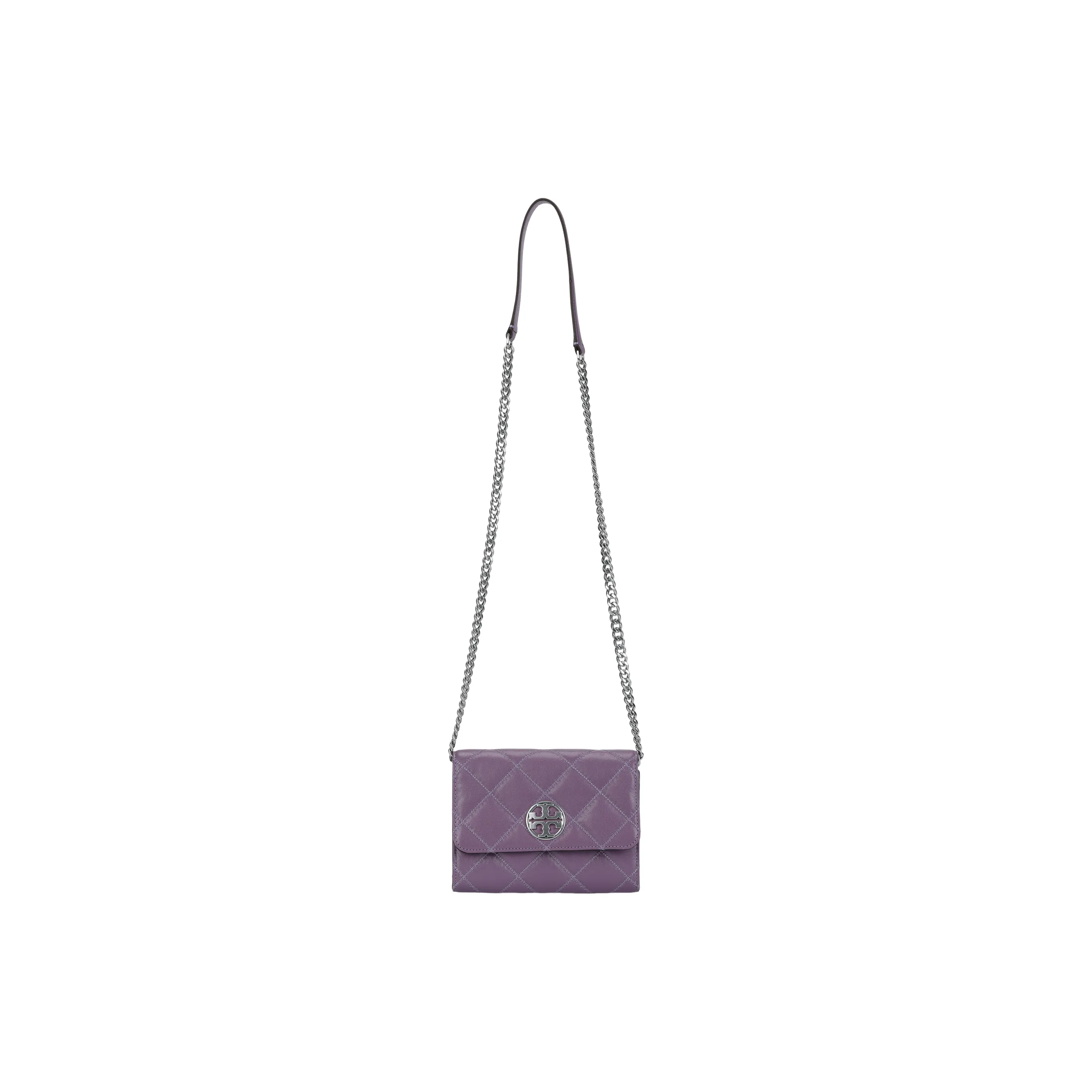 TORY BURCH TB Willa Caviar Cow Leather Shoulder Bag, Crossbody Bag Women's Taro Purple