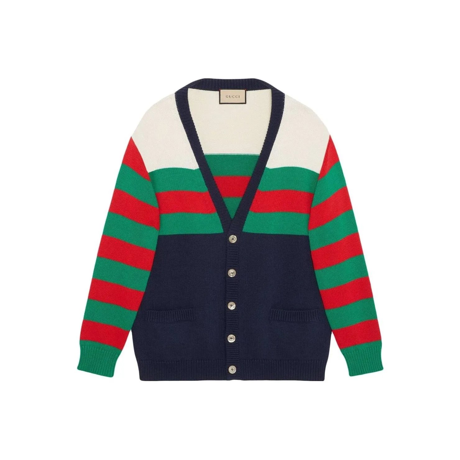 GUCCI Striped Button Up Cardigan