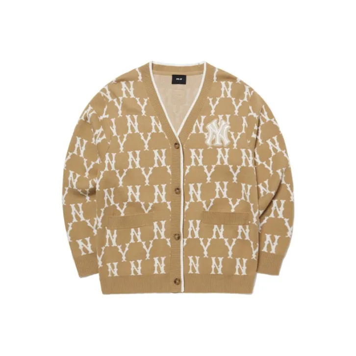 MLB Old Flower Knitwear Unisex Dark Beige