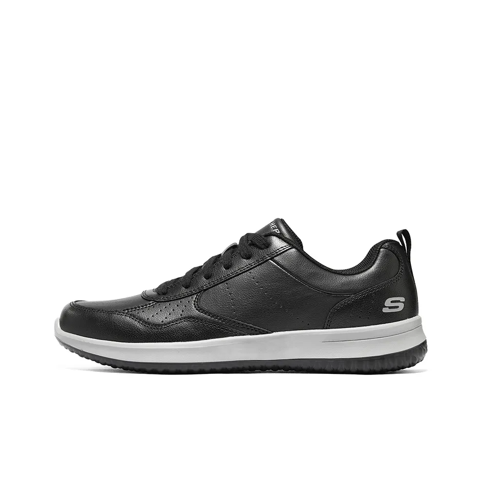 Skechers Delson 1,0 Low Топ Скейтборд Кроссовки Мужские Черно-Белые