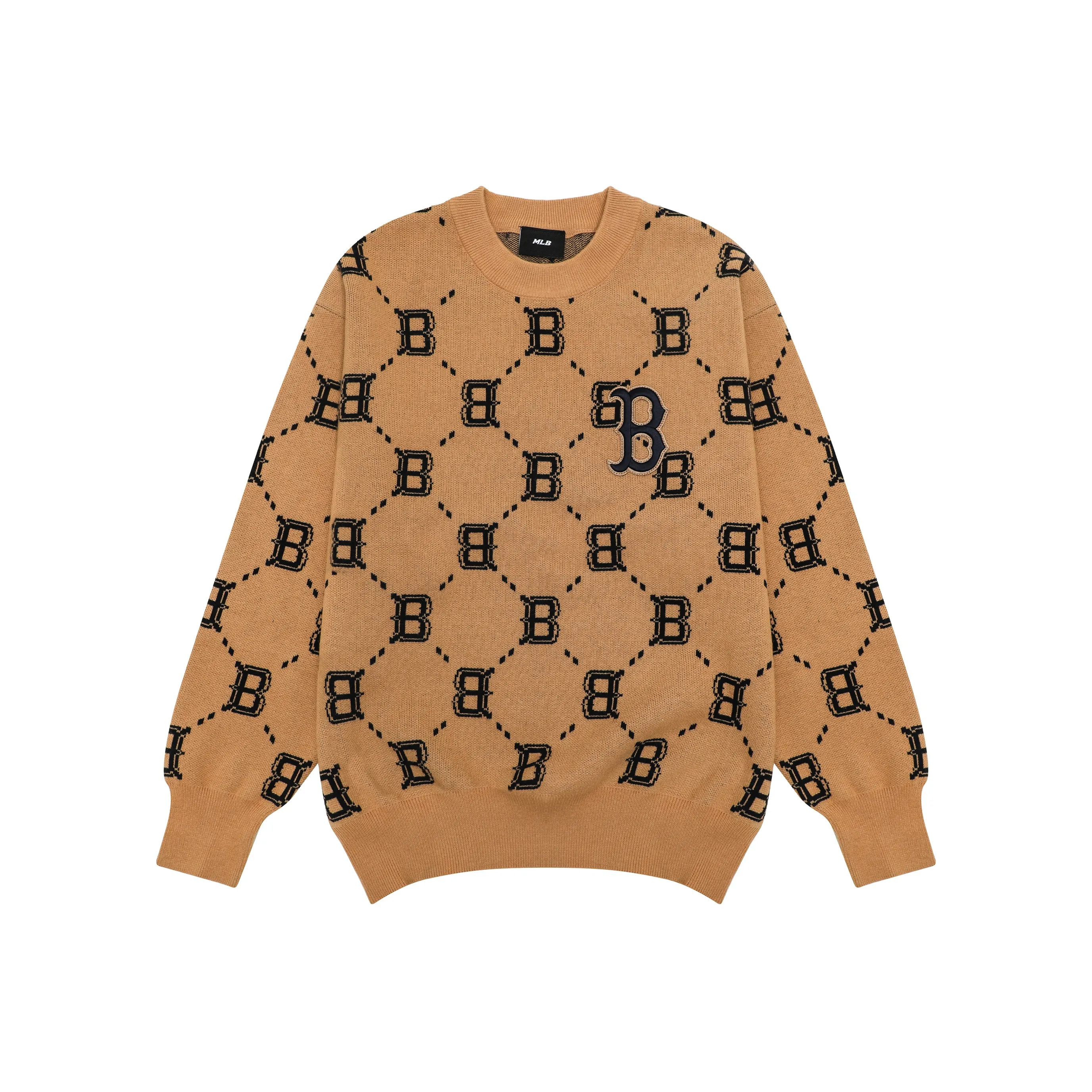 MLB Old Flower Sweaters Unisex Beige Yellow