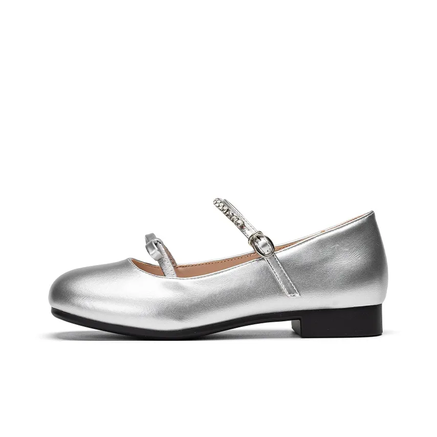 Warrior Плоская подошва Туфли Мэри Джейн 2CM Женские Серебряные