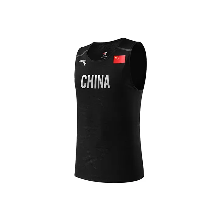 ANTA National Flag Трикотажная ткань Без рукавов Спортивная рубашка Мужская Черная