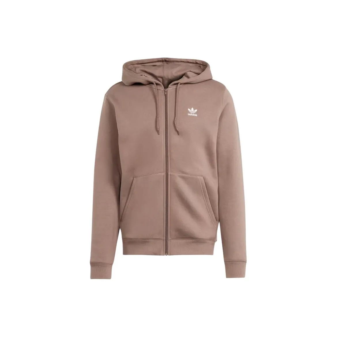 Adidas Originals Trefoil Essentials Full Zip Hoodie Sweatshirt Men's Brown