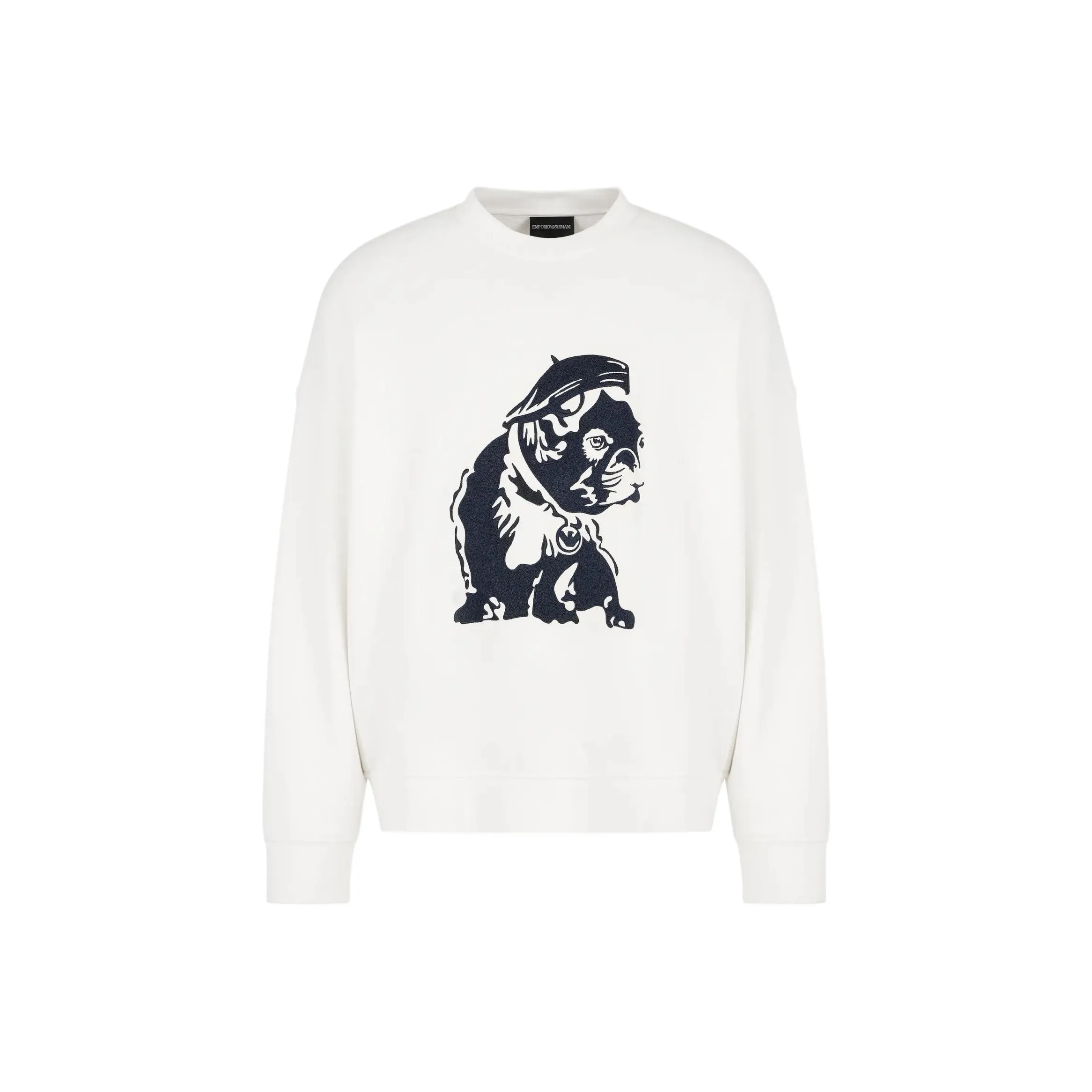 EMPORIO ARMANI Bulldog Embroidered Crewneck Sweatshirt