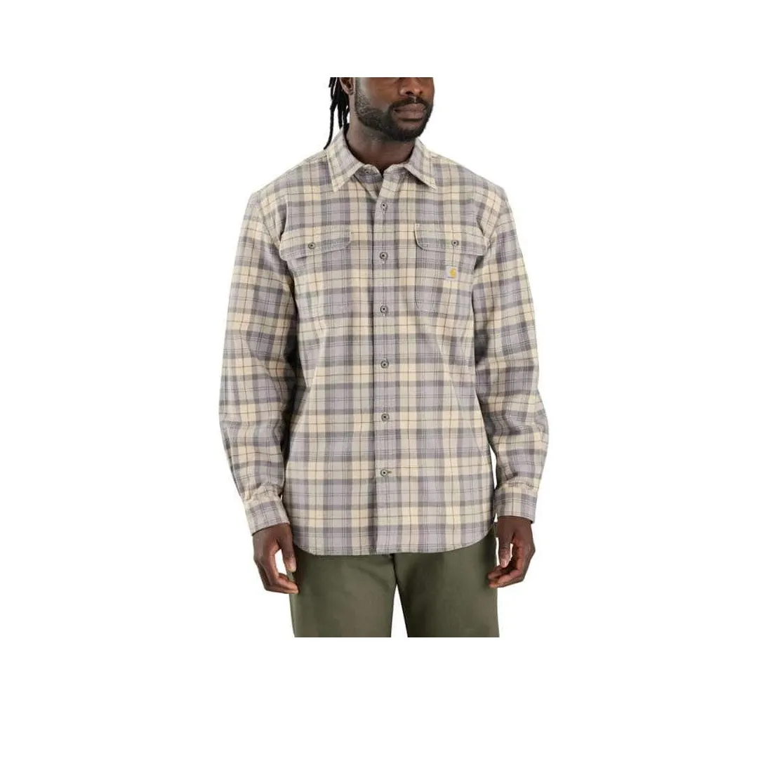Carhartt Loose Fit Heavyweight Flannel Long Sleeve Plaid Applique Loose Fit Men's