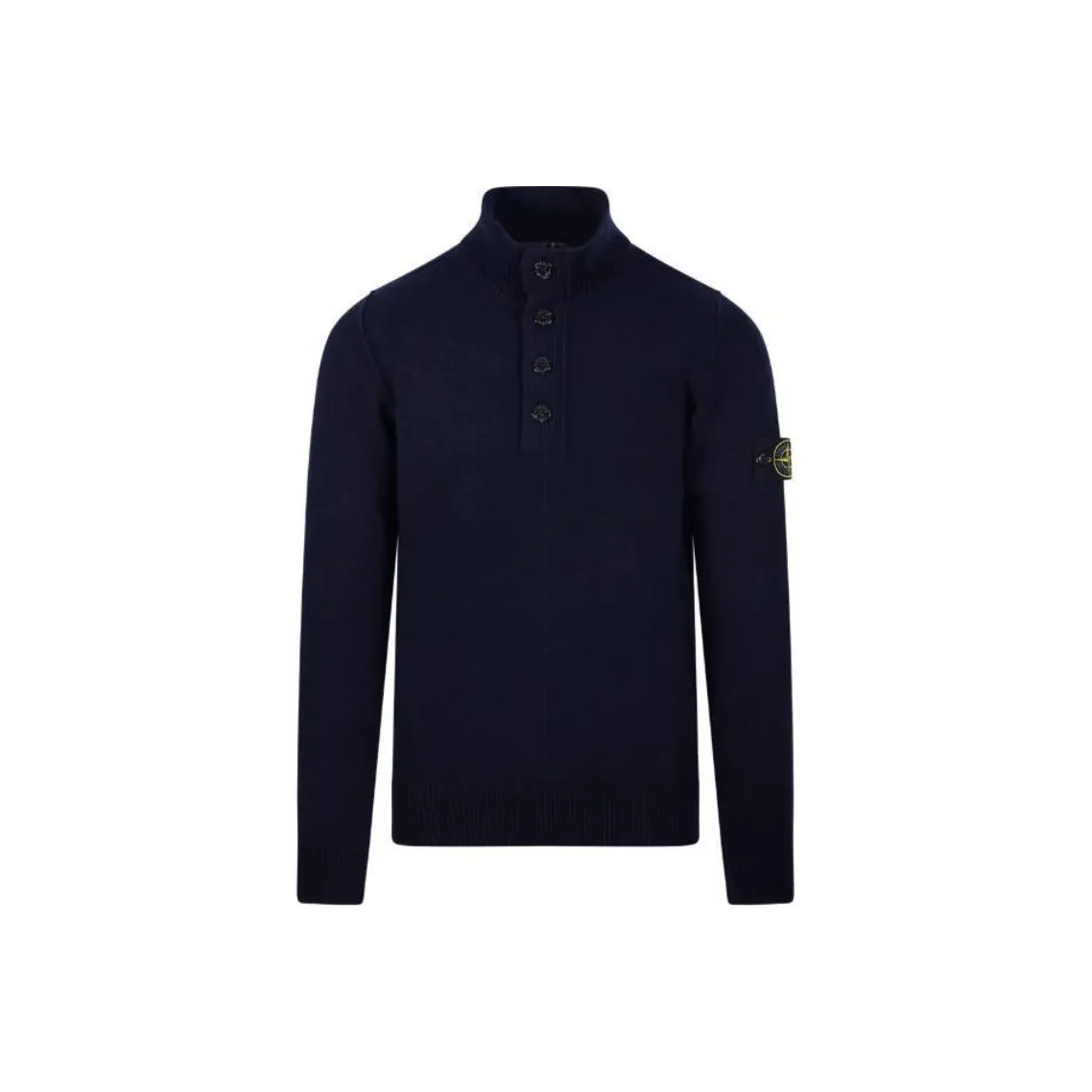 STONE ISLAND Logo Patch Mock Neck Sweater