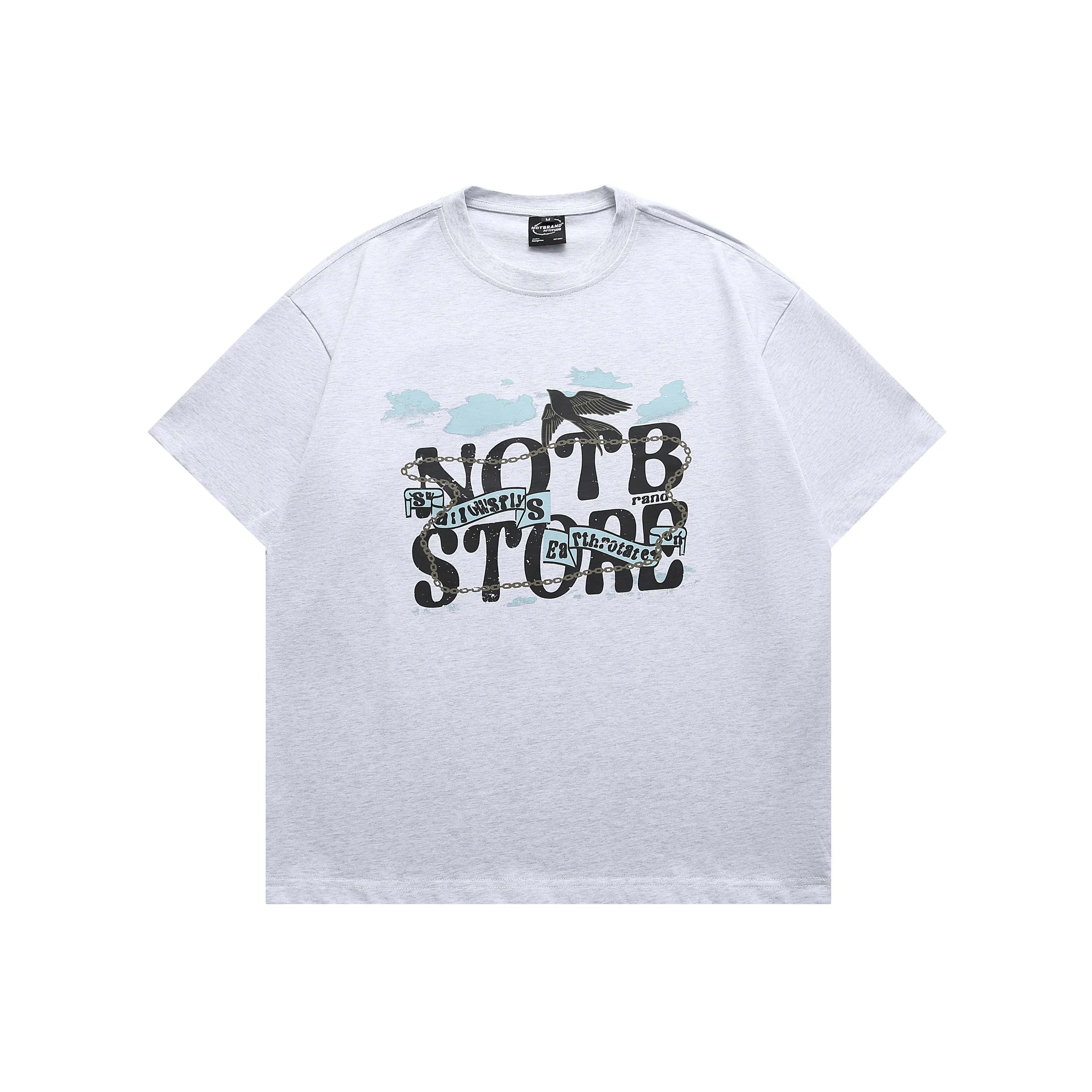 NOT BRAND ATTITUDE T-рубашка унисекс белая серый вереск