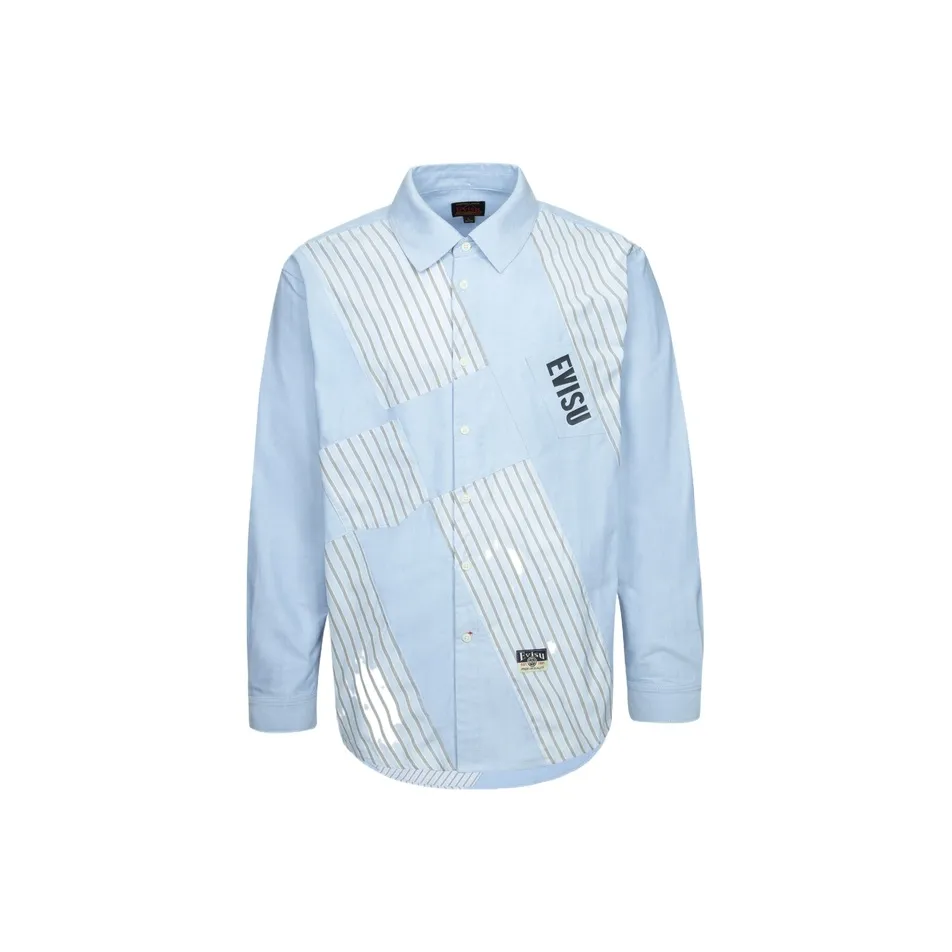 EVISU Повседневная рубашка мужская темно-синий полосы