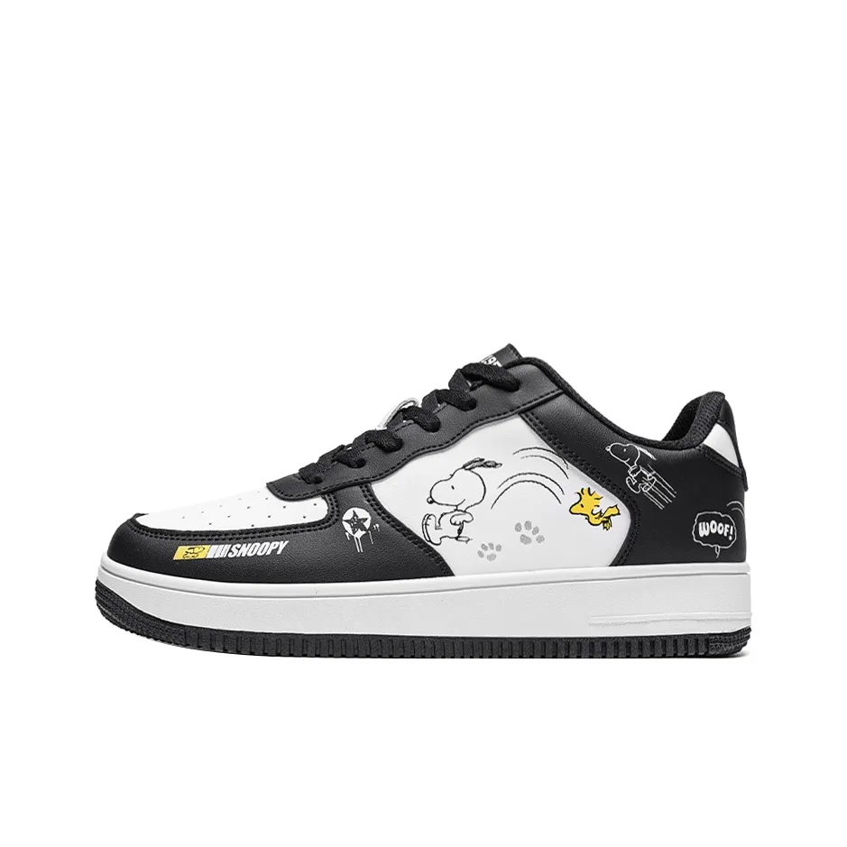 SNOOPY Air Force One Скейтборд Кроссовки Низкие Белые Черные Унисекс