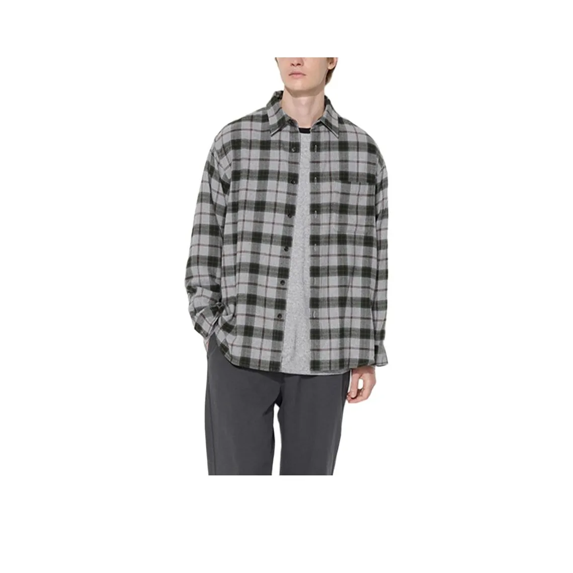 UNIQLO 470192/03 Серый Унисекс Рубашки