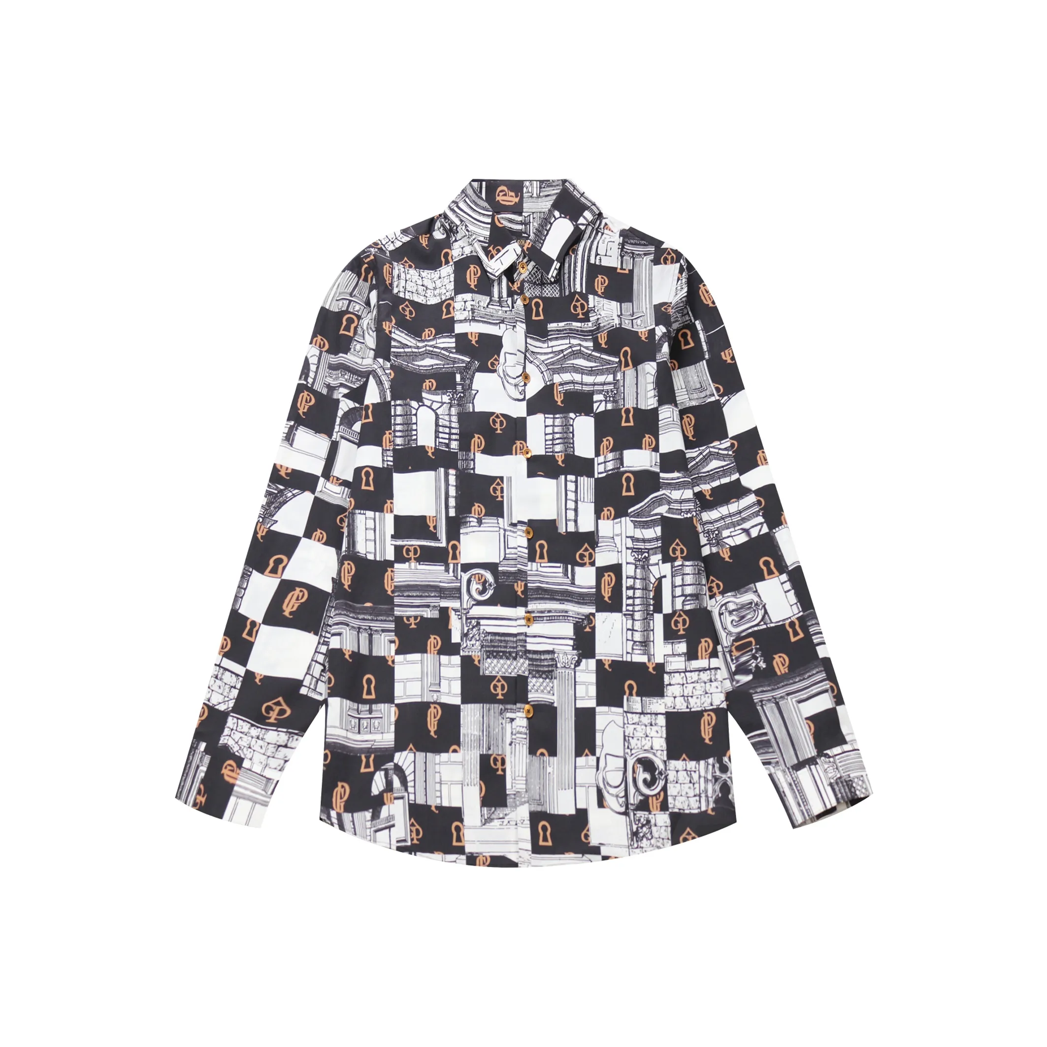 PP.GOLDEN Рубашка Мужская Черная Серый