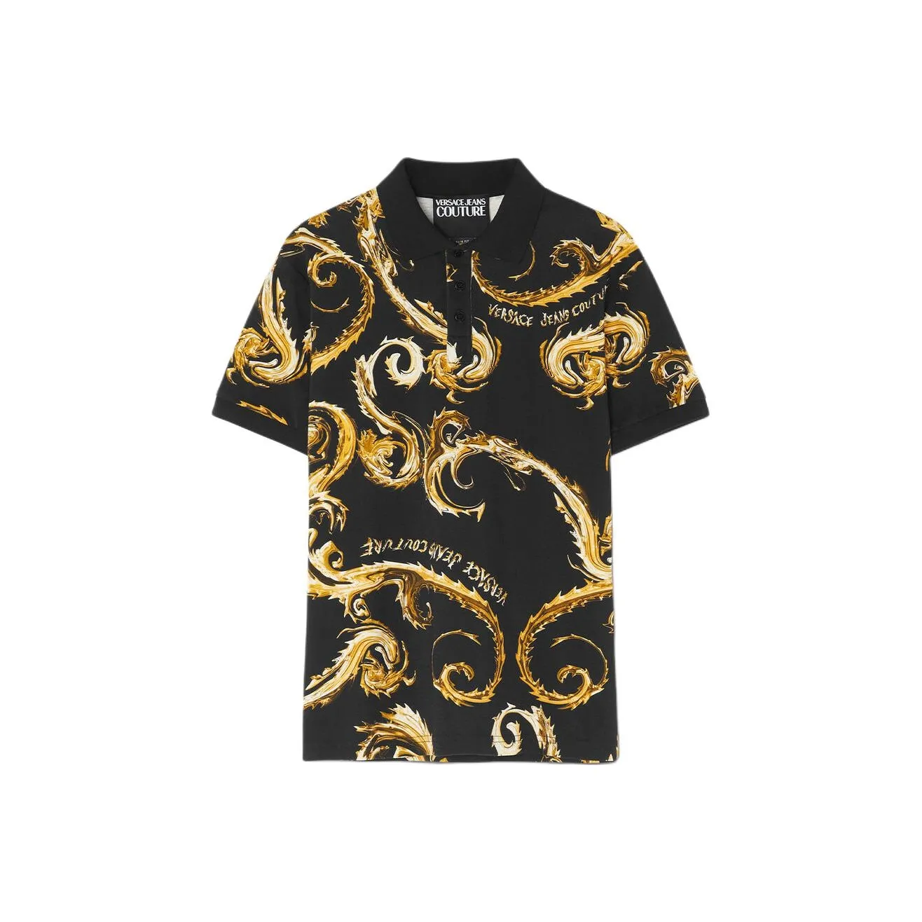 VERSACE JEANS COUTURE Barocco print Cotton Polo Top
