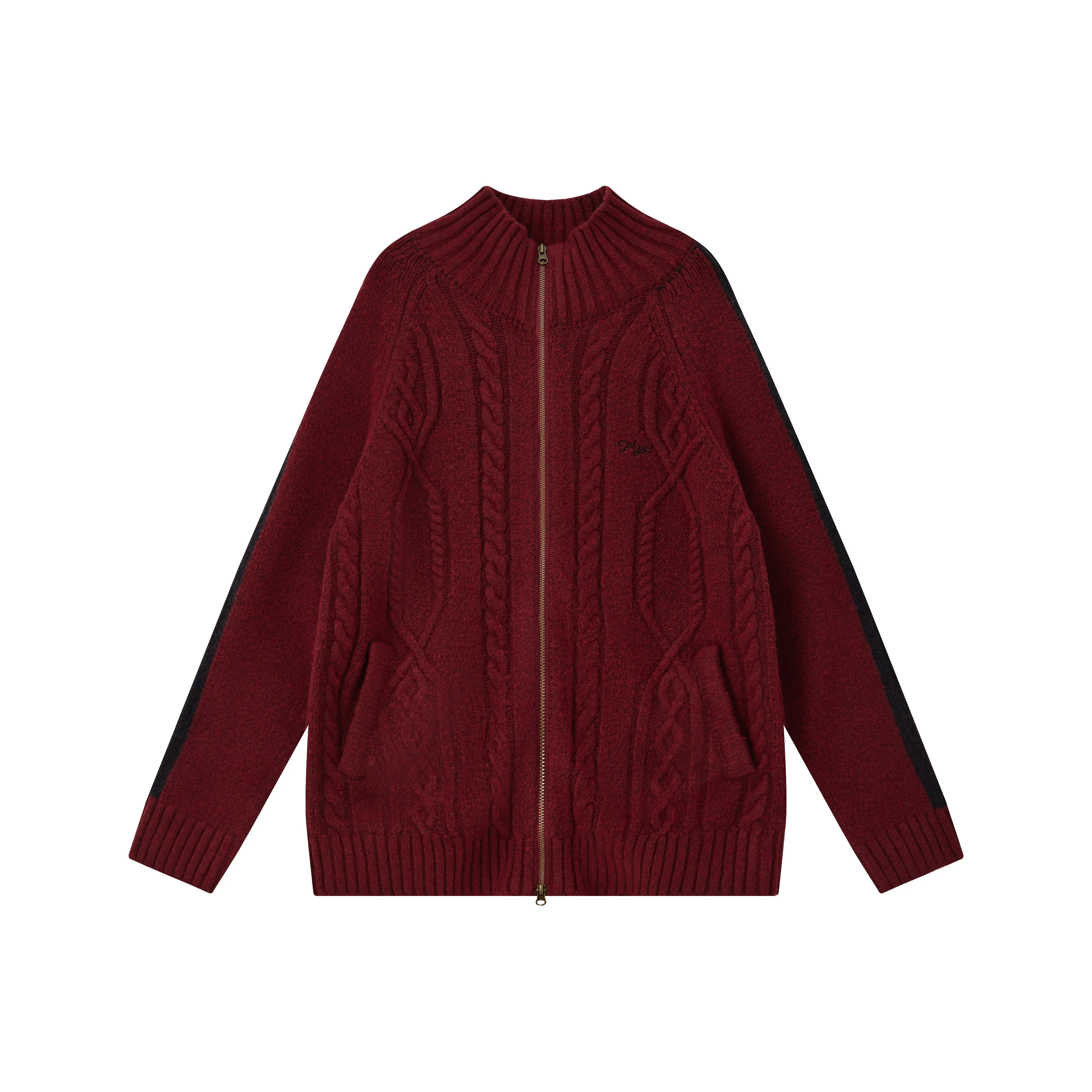 WULISHAONIAN Color Blocking Wool Woven Coat Cool Guy Unisex Sweater