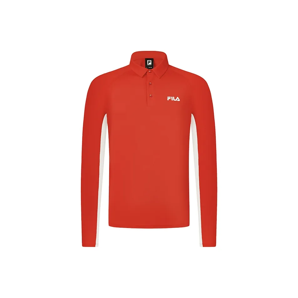FILA Polo Shirts Men's National Flag Red Logo Standard Color