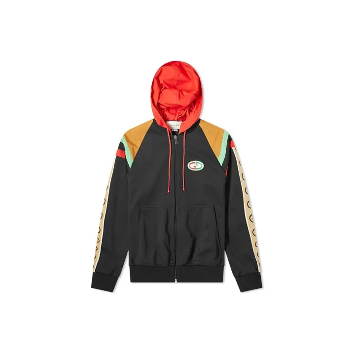 GUCCI Gg Patch Web Stripe Hooded Bomber Jacket