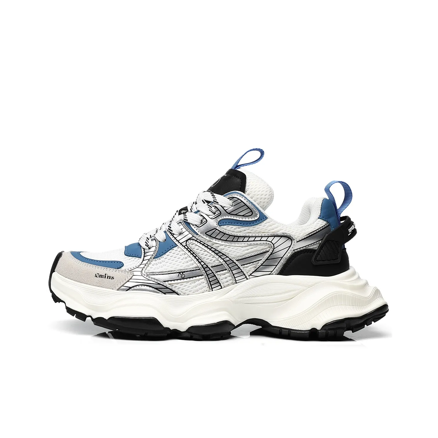 15 MINS Low Top Chunky Sneakers Men's Silver Blue