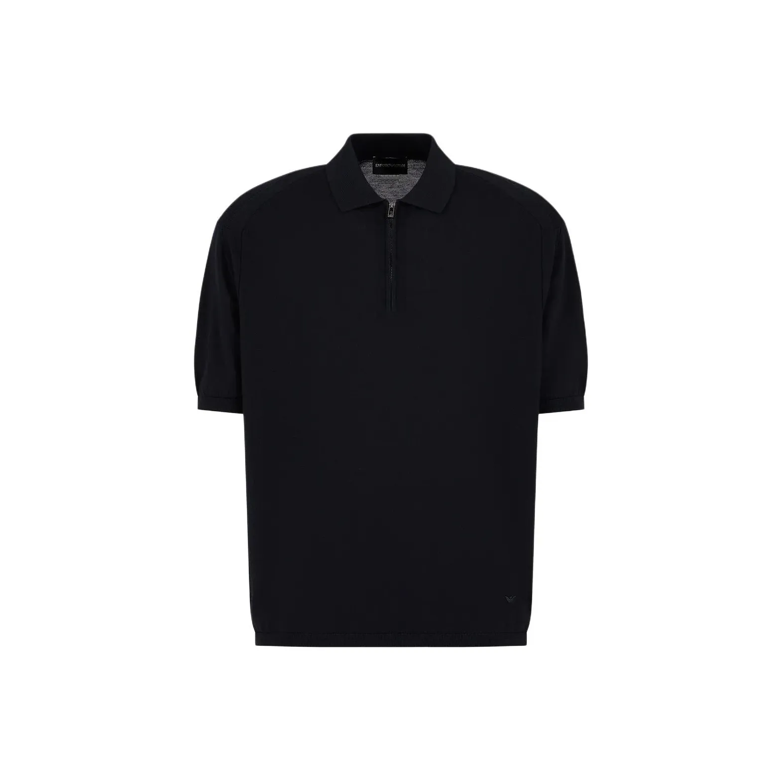 EMPORIO ARMANI Asv Lyocell Blend And Virgin Wool Zip up Polo shirt Collar Jumper