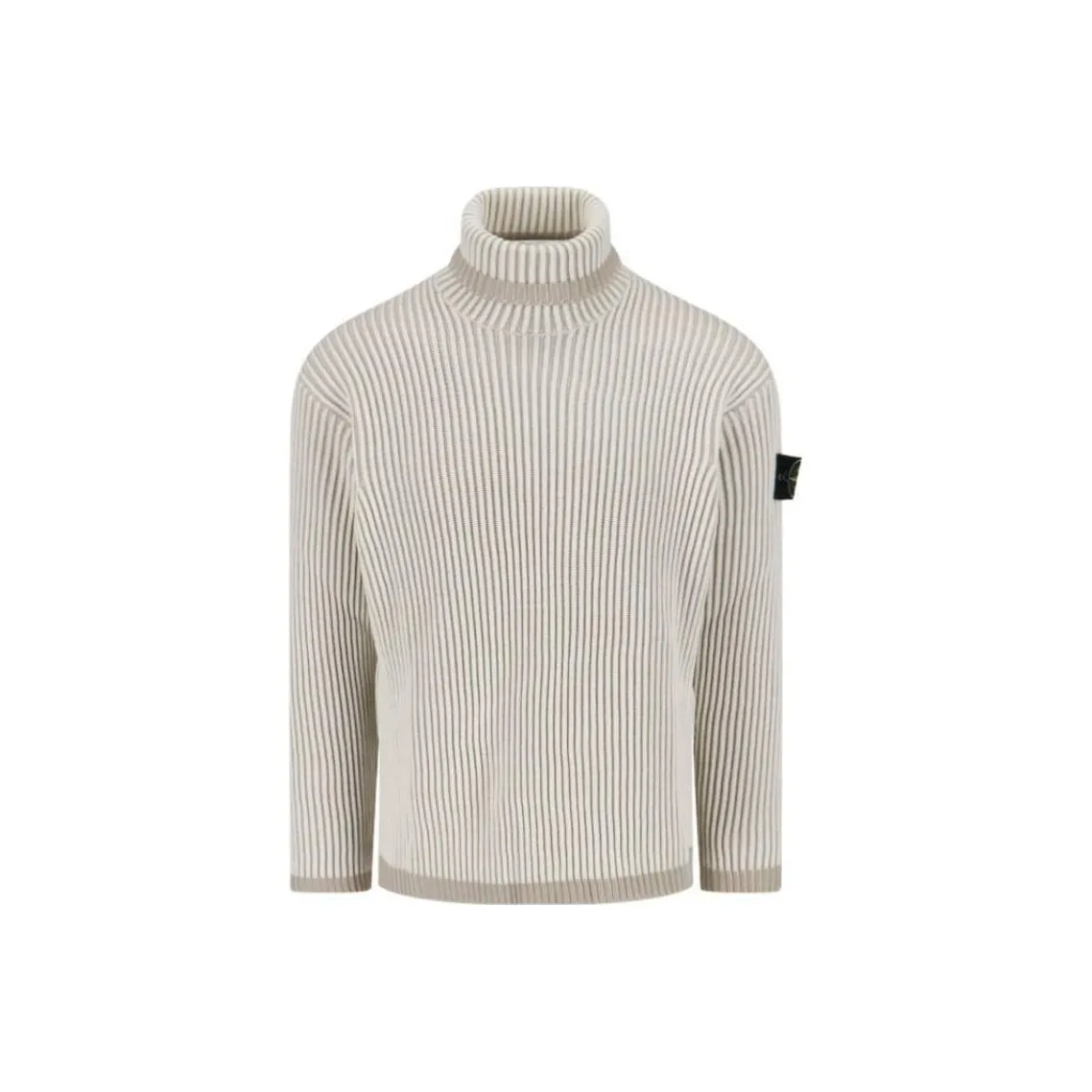 STONE ISLAND Logo Patch Roll Neck Ribbed Jumper