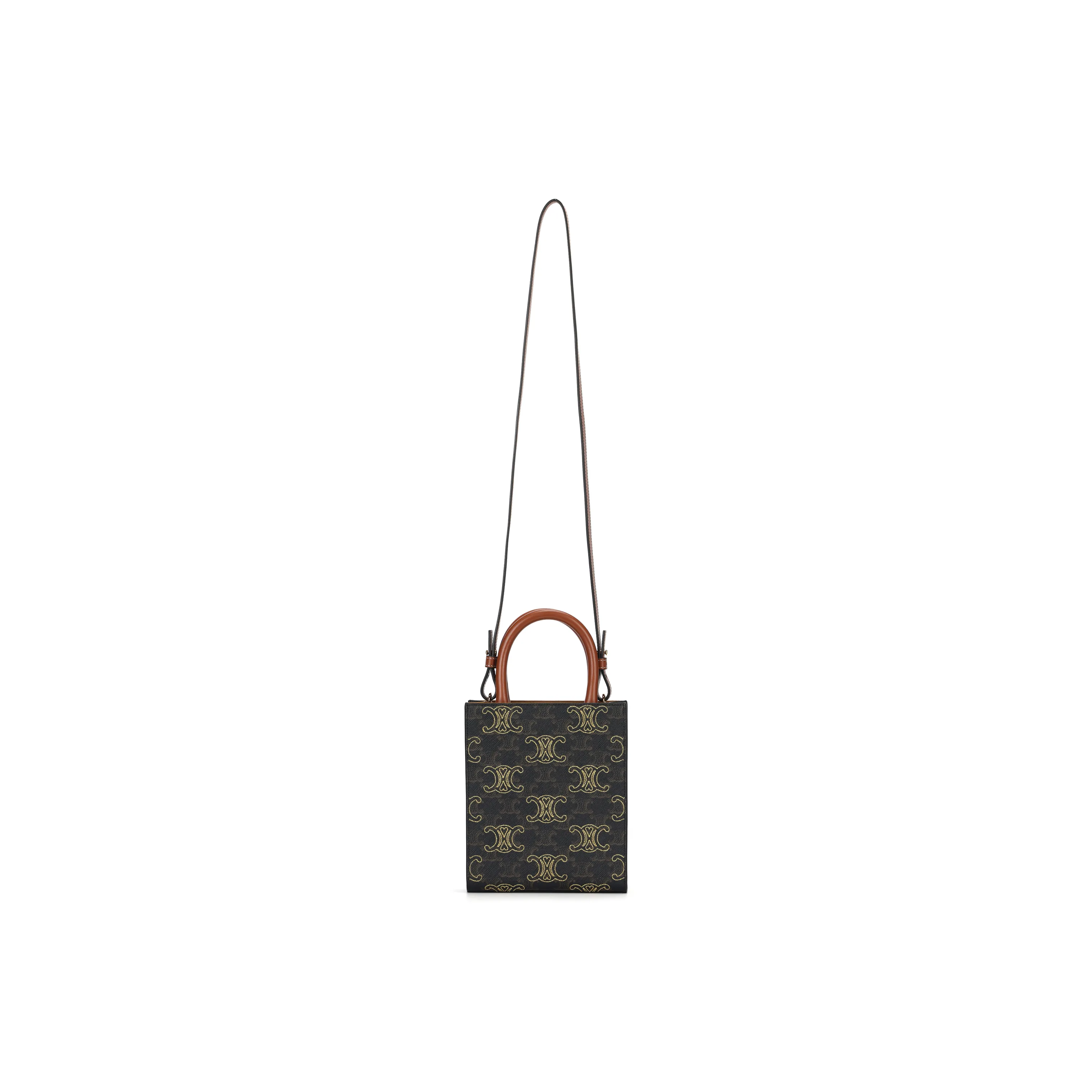 CELINE Triomphe Leather Sheet Music Bag Handbag Mini Women's Tawny