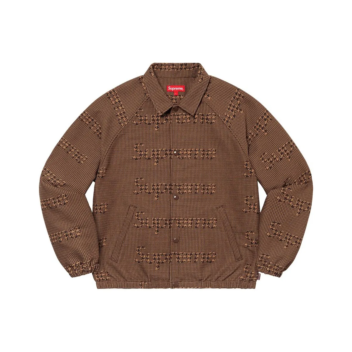 Supreme Houndstooth Logos Snap Front Jacket