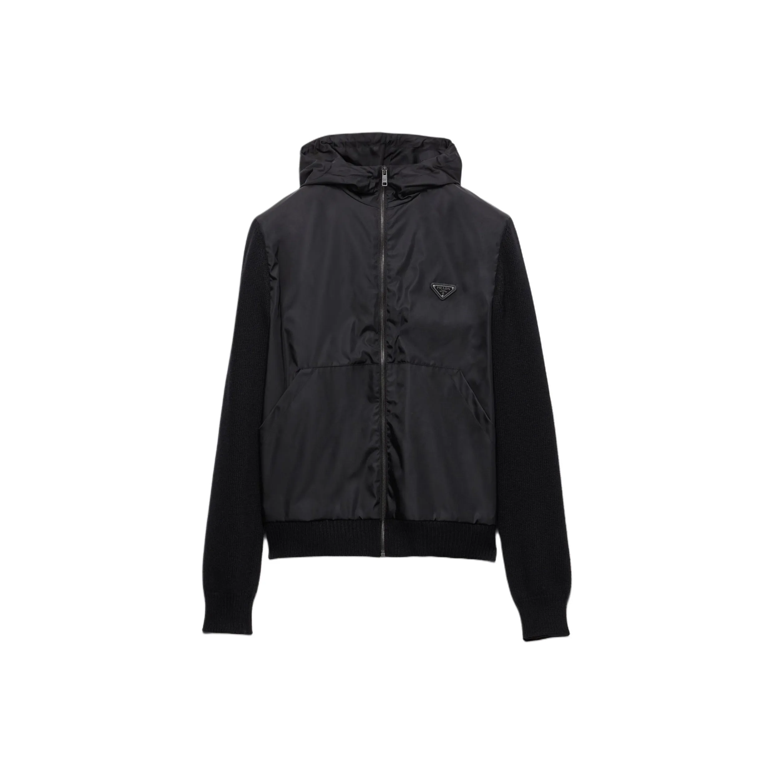 PRADA Gabardine Zip Up Hoodie