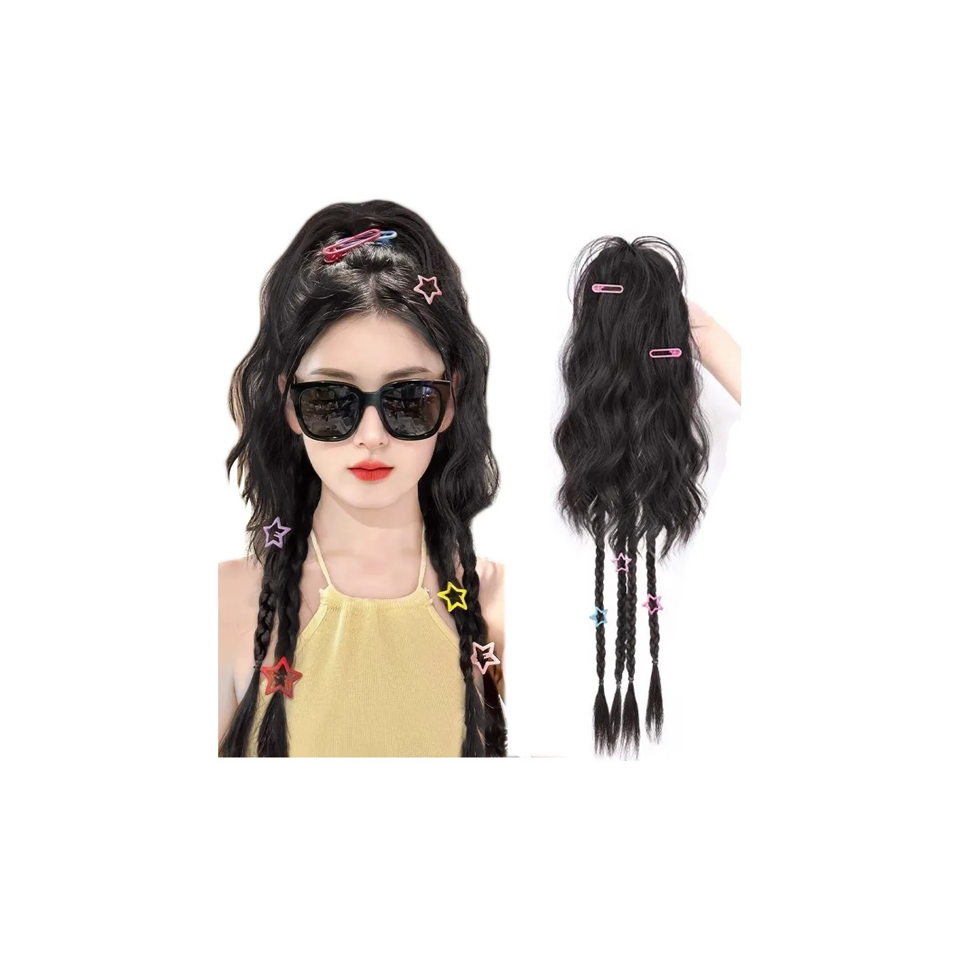 MUNINGFEI Водопад Кудрявый Заколка-краб Для Высокой Косы Женская Перука Полузакрученная Твист Боксовая Косичка