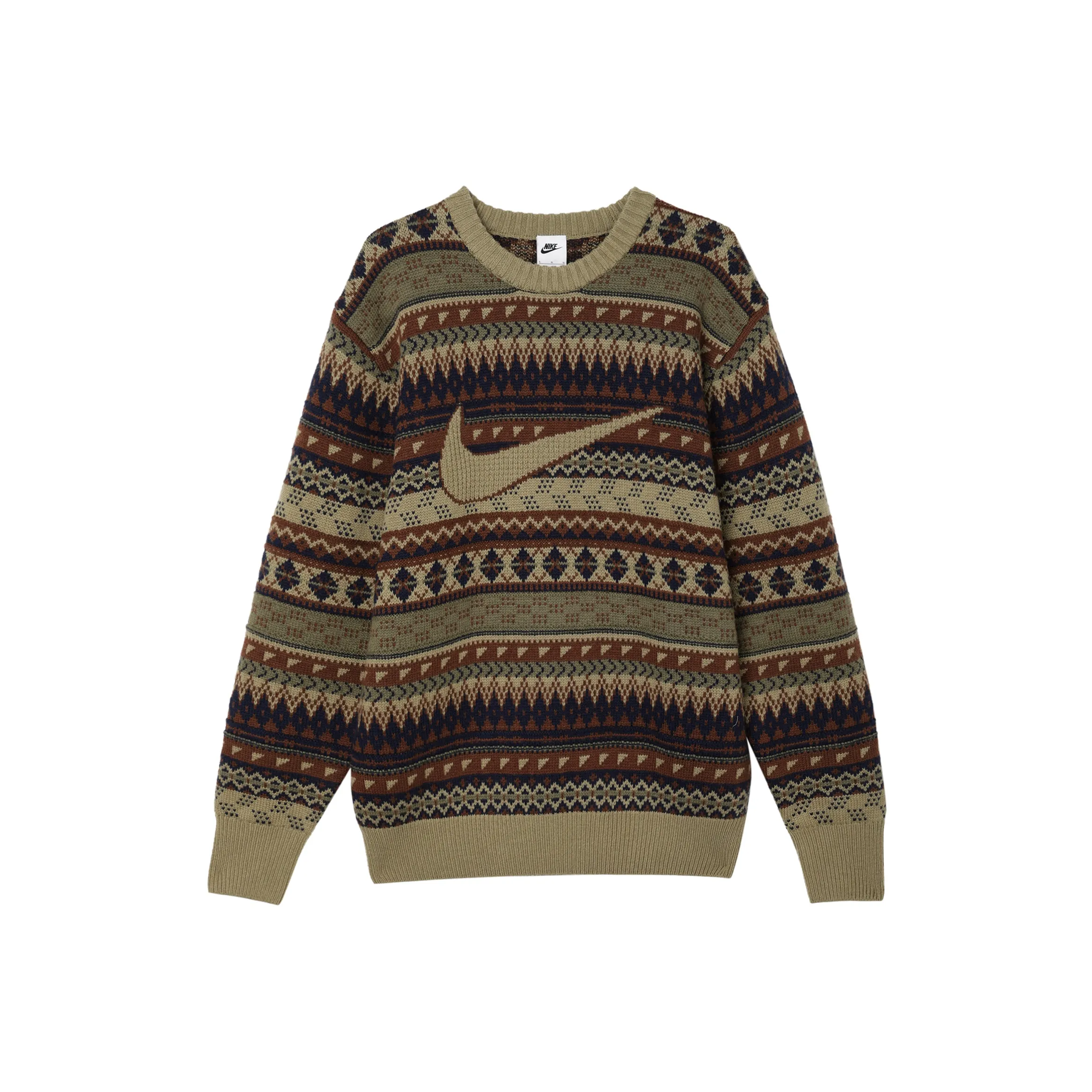 Nike Swoosh Fair Isle Life Sweater Men's Unisex Olive