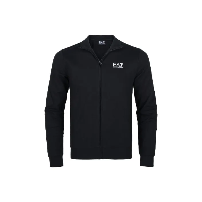 EMPORIO ARMANI EA7 Men Logo Print Stand Collar Casual Jacket Black