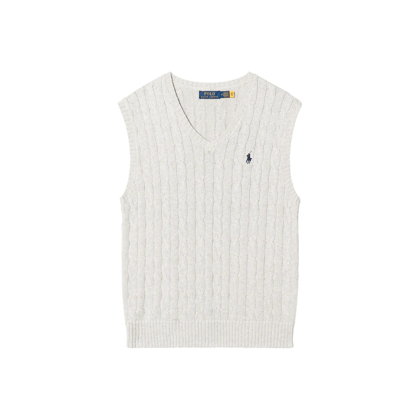 Ralph Lauren FW24 Vest Mens Elegant Dark Blue Cable Knit Vest Gray