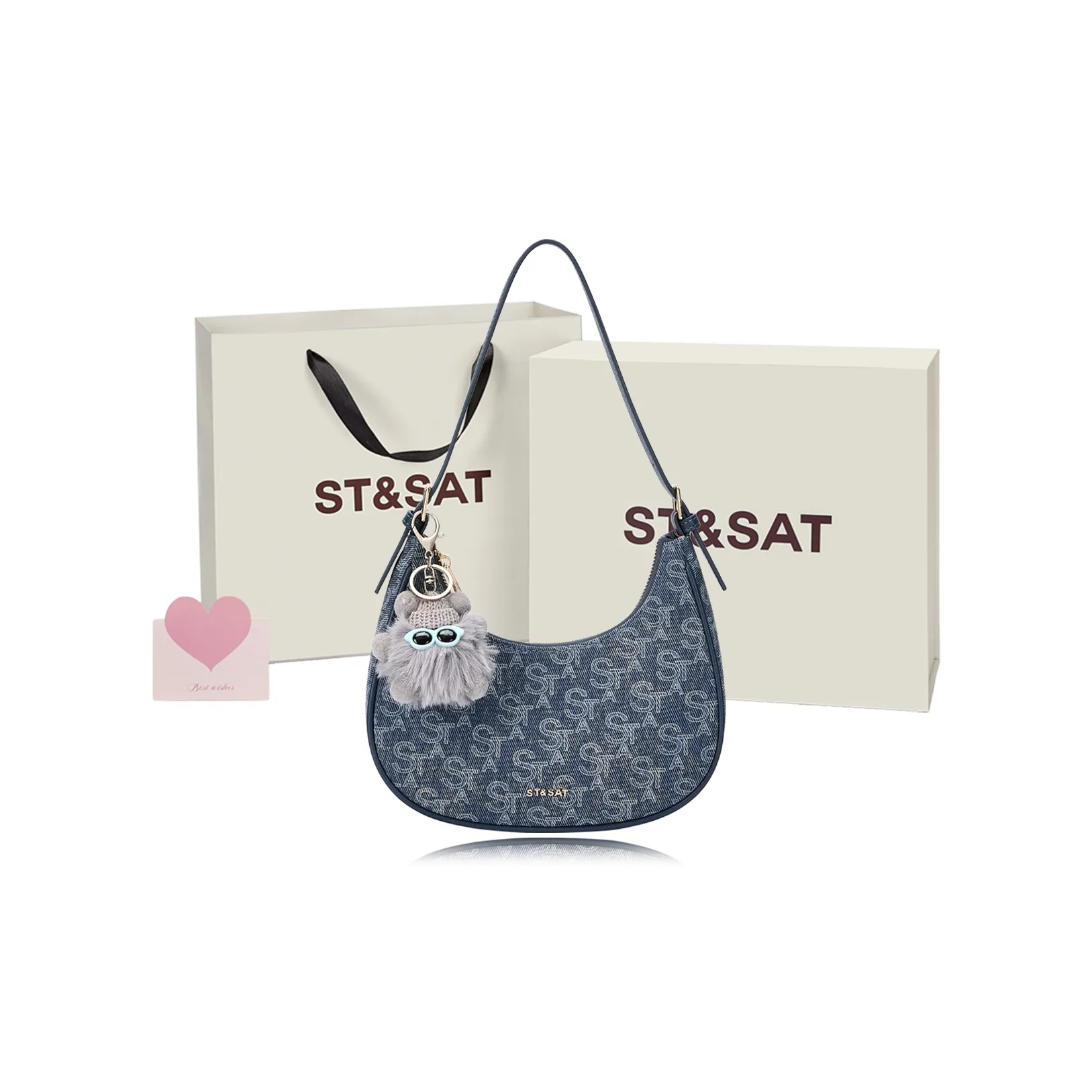 ST SAT Ткань Ручная Сумка Сумка через плечо Сумка на плечо Стандартная Женская Синяя