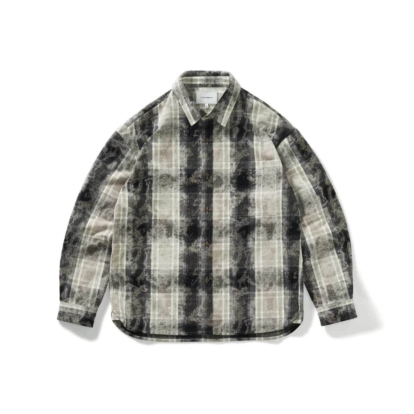 714STREET Рубашка Унисекс Бежевый Черный Клетка